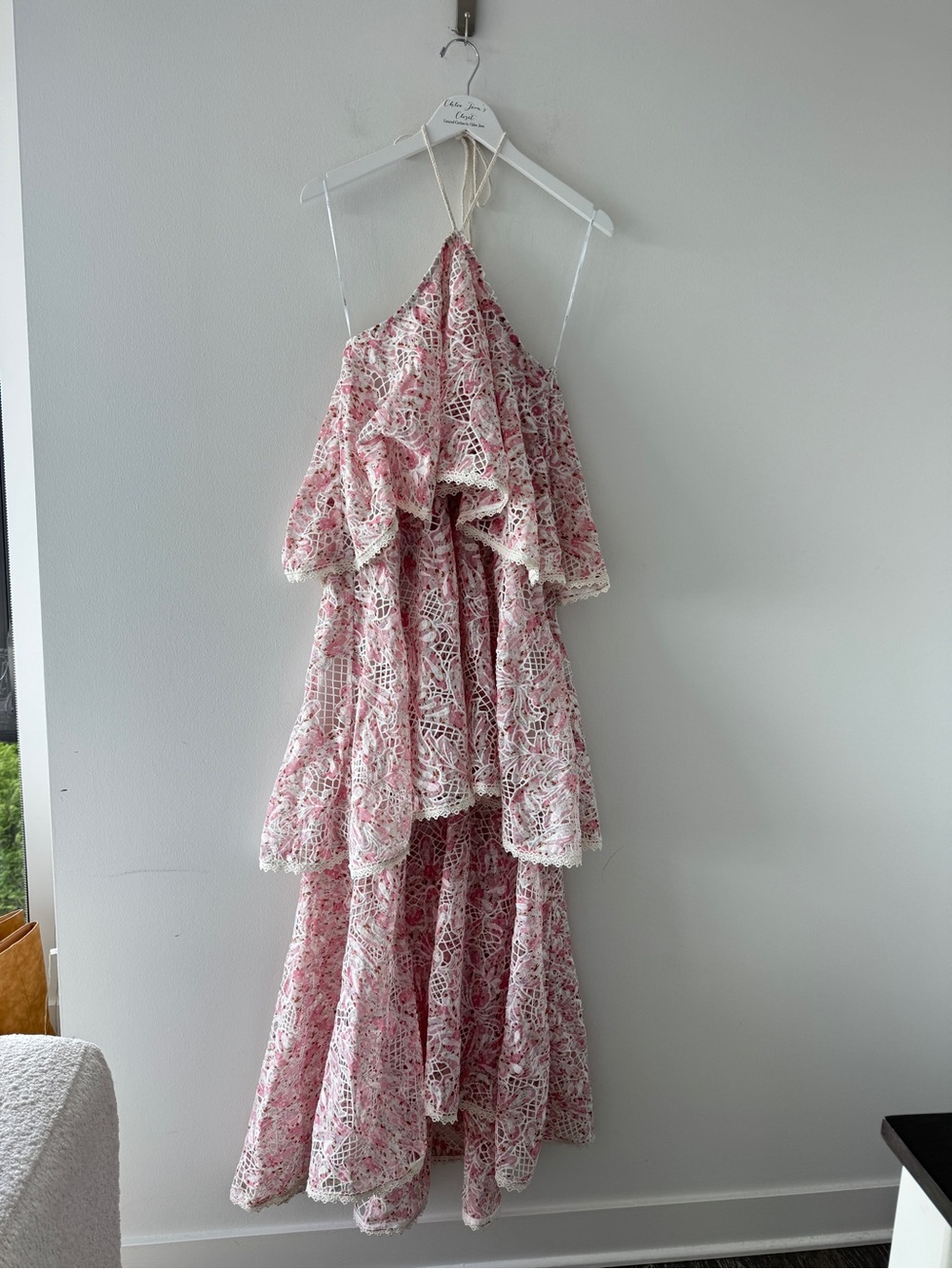 ELLIATT Valencia Tiered Halter Gown in Pink S - Picture 3 of 7